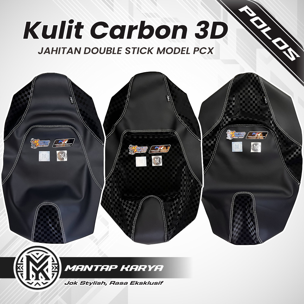 Kulit Jok Motor Polos Kombinasi Carbon Catur/kulit Jok Catur Variasi Jahit Model Pcx Untuk Motor Bea