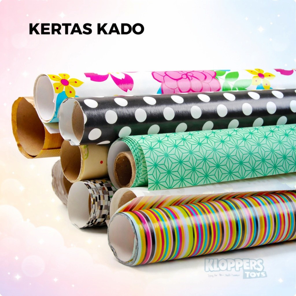 MOTIF RANDOM Kertas Kado Glossy Aesthetic Tebal | Kertas Kado Karakter & Polos | Wrapping Paper Lucu