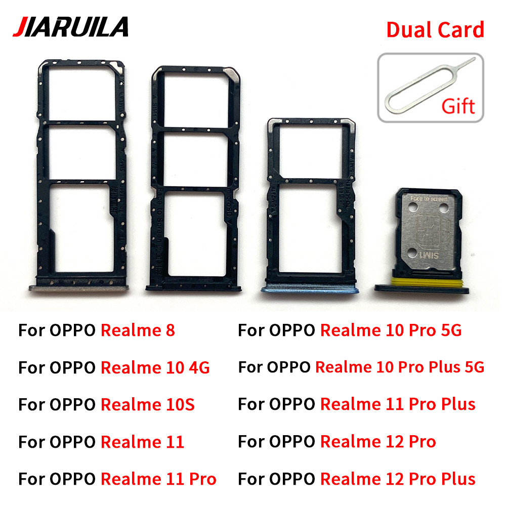 Sim Card Tray For Oppo Realme 8 10S 11 12 Pro Plus SIM Card Slot Holder Micro SD Card Adapter Replac