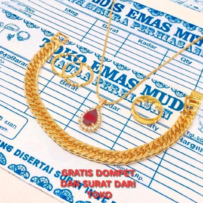 Set Perhiasan Emas Muda Asli Berat 7gram Kadar 875 Ada Surat