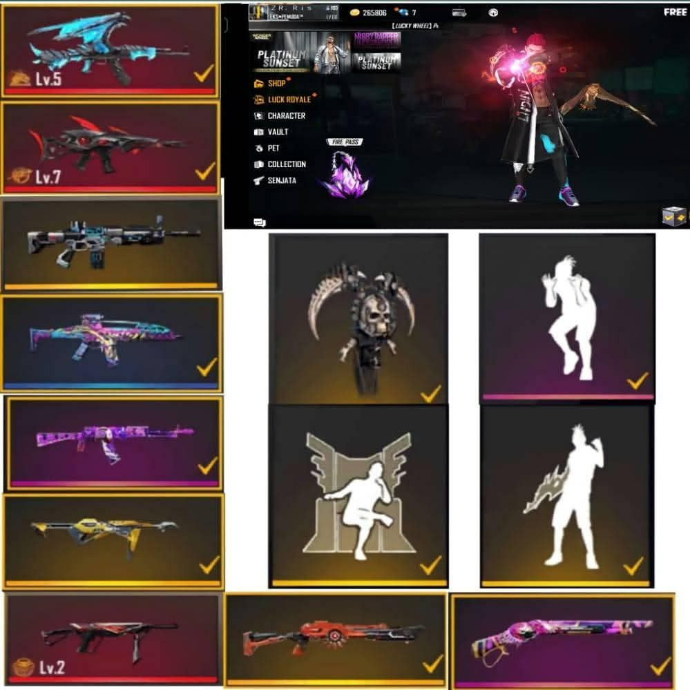 (CEK DESKRIPSI)++++=====Akun ff Murah Terpercaya SG MAX murah aman terpercaya full skin