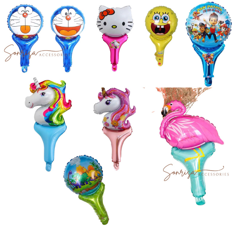 SONRISA - BALON FOIL PENTUNGAN PENDEK KARAKTER / BALON KARAKTER PENTUNGAN / BALON TONGKAT KARAKTER