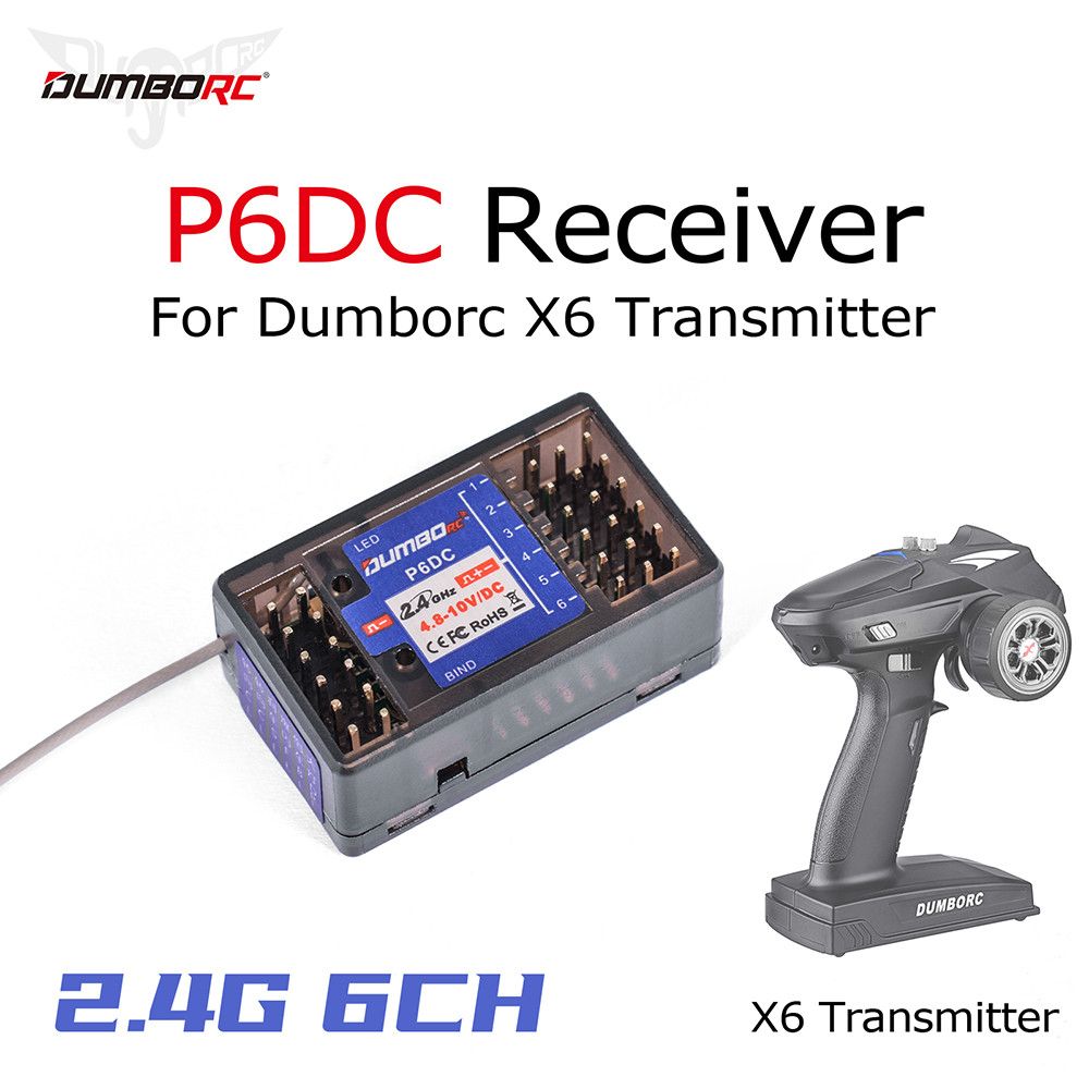 DUMBORC X6DC 2.4G 6 Light Servo and Motor Control Receiver for RC X4 X5 X6 Transmitter