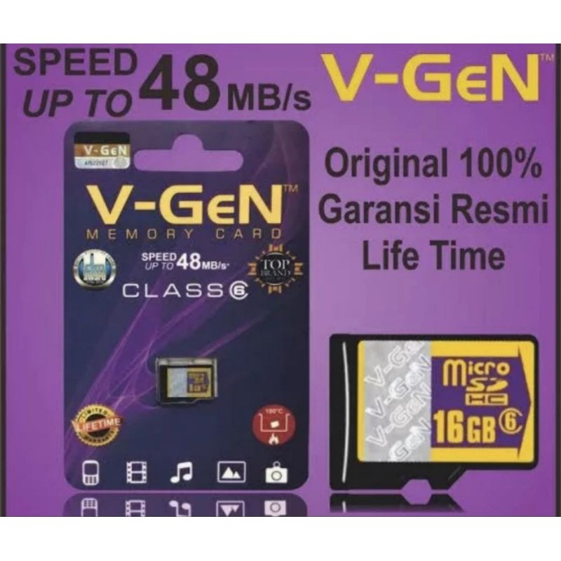 V-GEN MICRO SD VGEN 16GB CLASS 6 MEMORY CARD ORIGINAL MEMORI MICROSDHC HARDISK MMC MEMORY CARD MICRO
