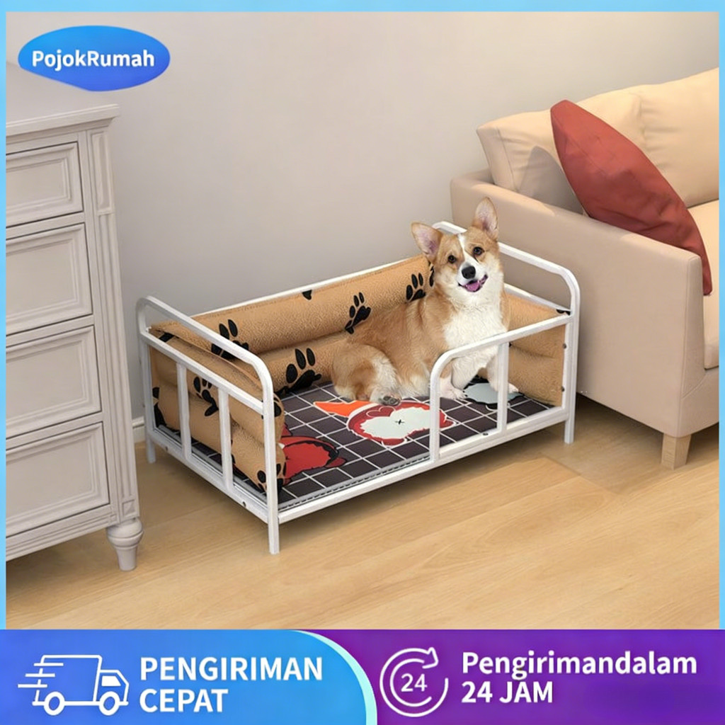 Tempat Tidur Anjing Tempat Tidur Hewan Peliharaan Anjing Berukuran Sedang Tempat Tidur Berkemah Besi