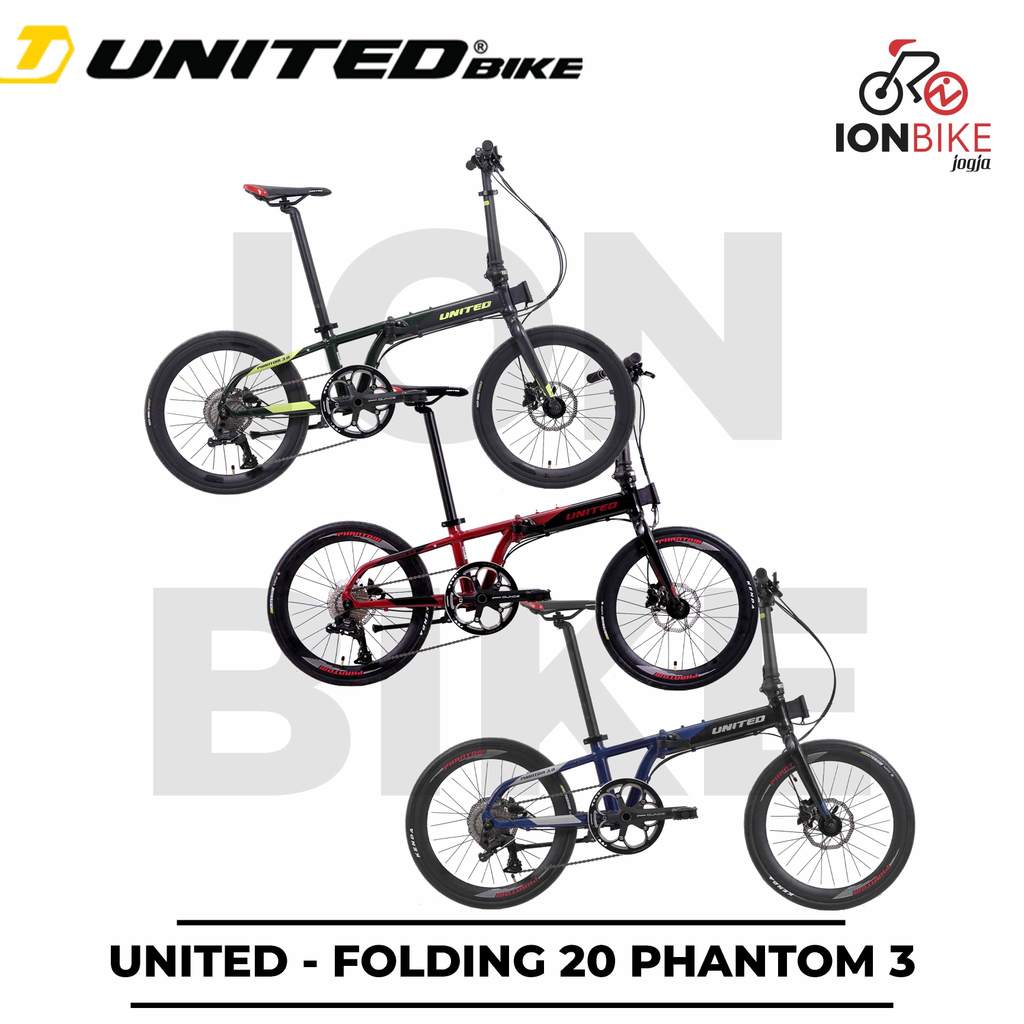 Sepeda Lipat 20 Inch UNITED PHANTOM 3.0 Frame Alloy Ringan 1 x 10 Speed Rem Hydrolik - Folding Bike 