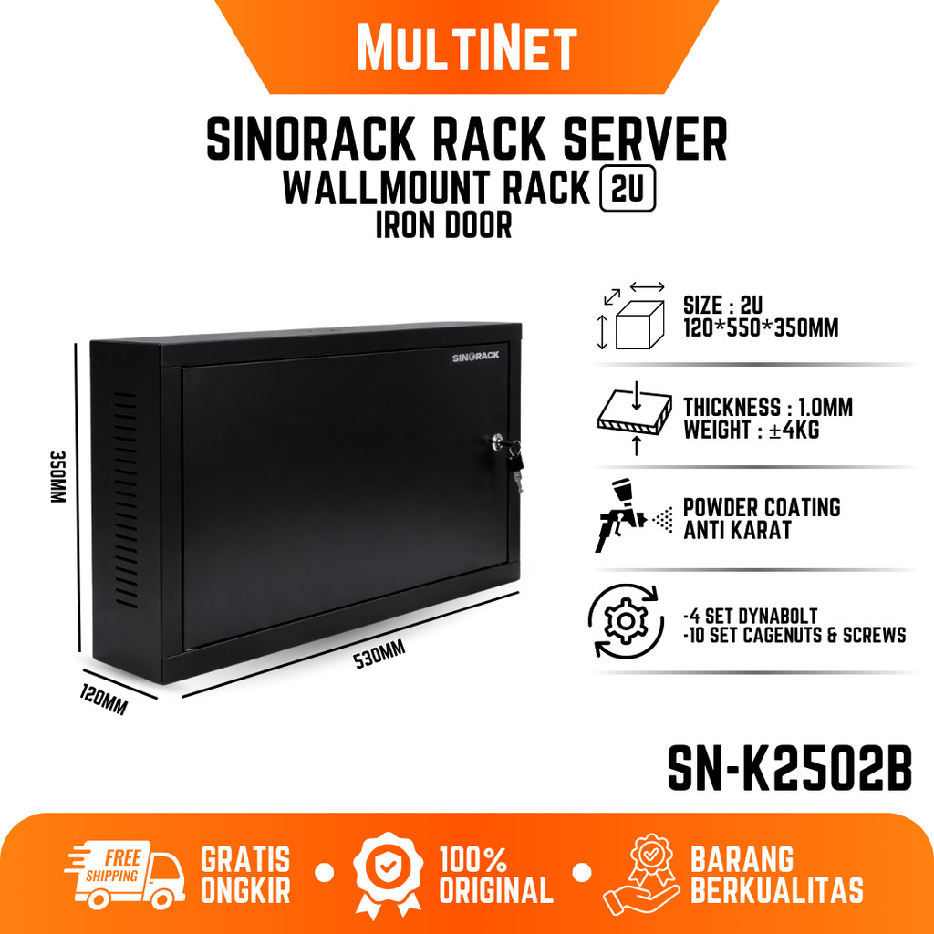 RAK SERVER 2U HITAM SERIES Wallmount Rack Server 2U SINORACK  Mini Series 120x550x350mm