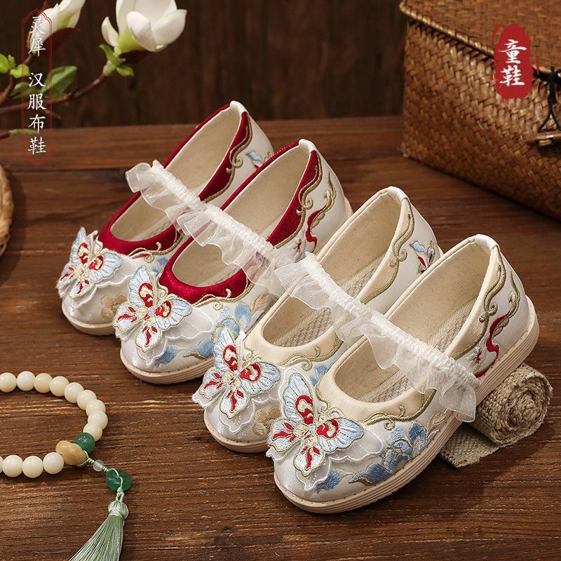 sepatu tradisional bordir anak perempuan Hanfu