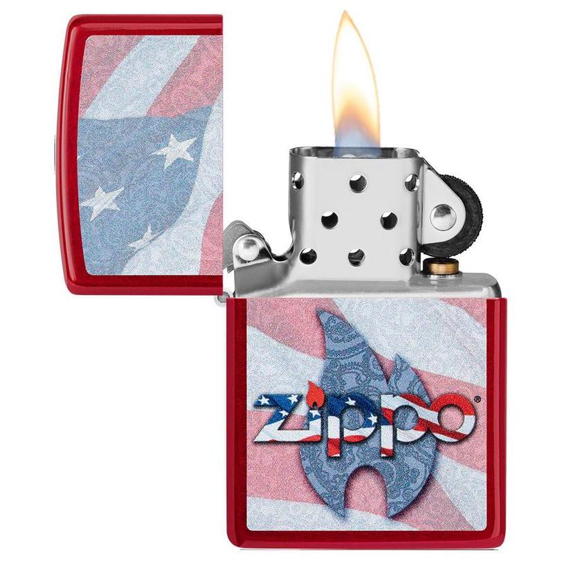 Zippo Original 49781 Zippo Flag Design Candy Apple Red