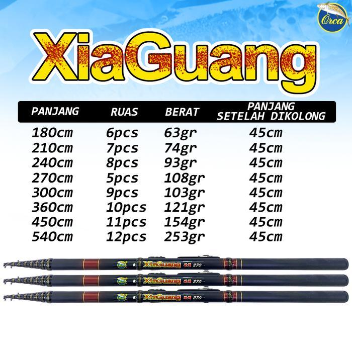 Joran Tegek Orca XiaGuang Kolong Fiber panjang 180cm-450cm dengan ReelSeat Jinbo - 180