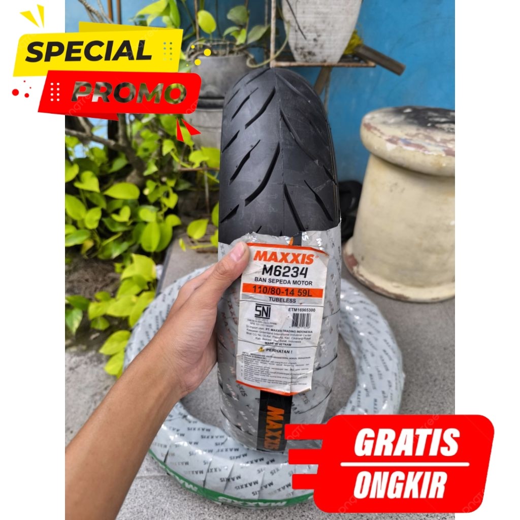 Ban Motor Maxxis M6234 Tubeless Soft Compound 110/80-14 Anti Licin untuk Yamaha Aerox 155 Depan