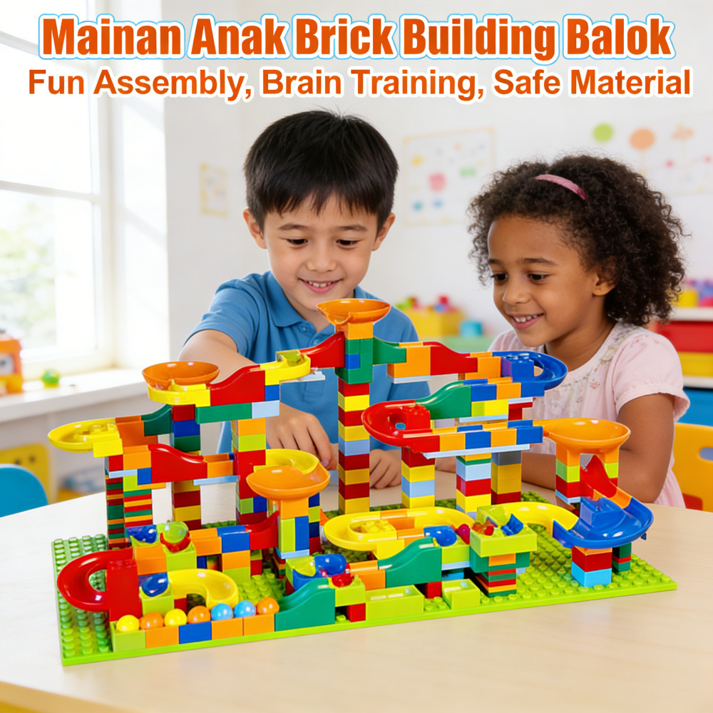 Mini Slide Maze Track Ball Building Ball Balok Edukasi Anak