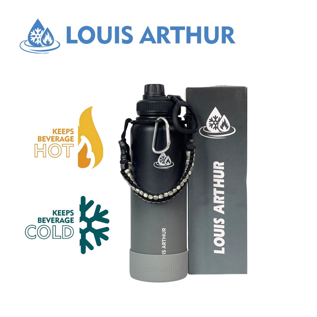 LOUIS ARTHUR  Botol Air Portabel 304 Stainless Steel Olahraga dengan Pegangan Insulasi Vakum