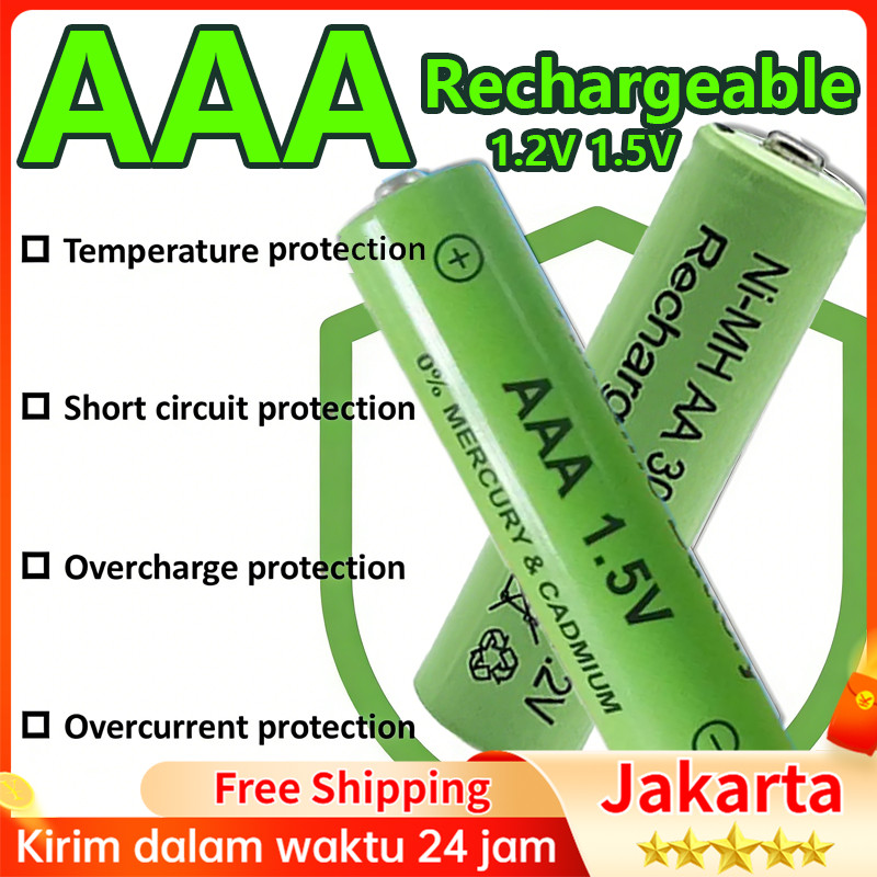 (isi 4pcs) Battery AAA 1.5v Rechargeable 3800 MAh Baterai AAA Rechargeable Batre Charge AAA 1800mah 