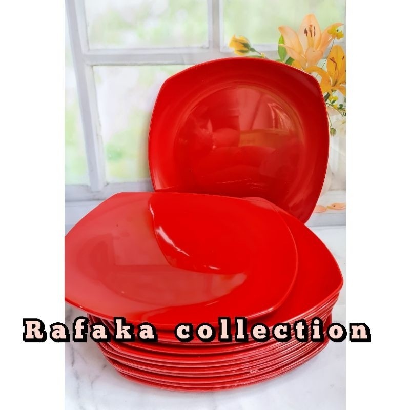 PAKET PIRING MAKAN 12 PCS MELAMIN SINGA-SINGI BESAR KOTAK CEPER 23 / 9INCH CM DINER WARE TEBAL KUAT 