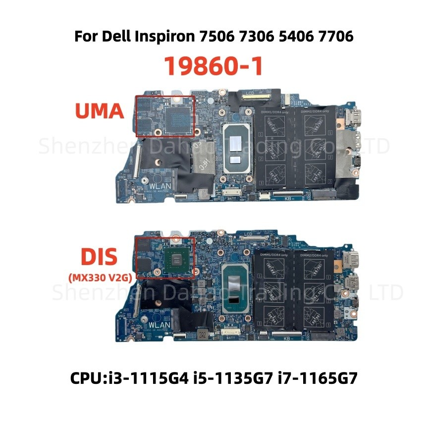 198601 For Dell piron 7506 7306 5406 7706 2in1 Laptop Motherboard With i3 i51135G7 i71165G7 CPU CN0F