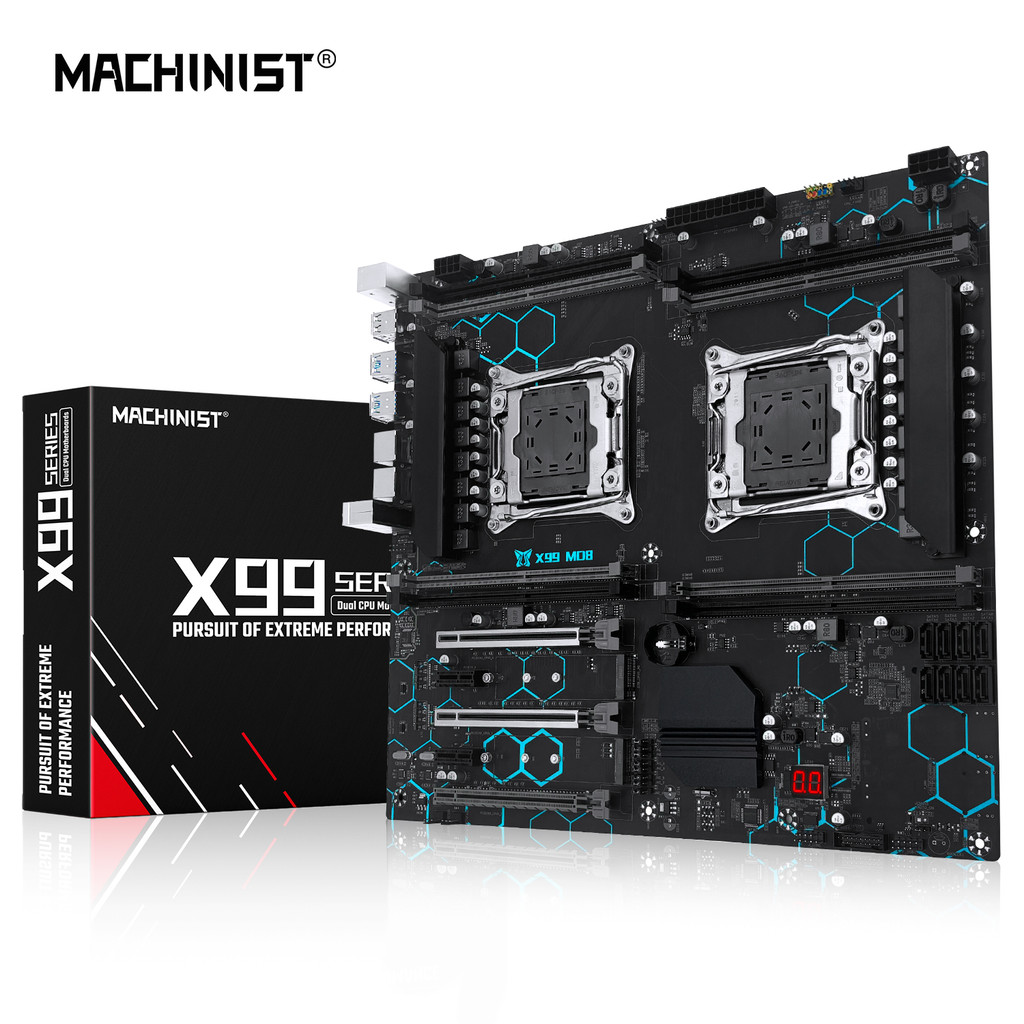 MACHINIST X99 Dual CPU Motherboard LGA 20113 Support Dual Xeon Processor NVME SATA M2 Slot 8 DDR4 RA