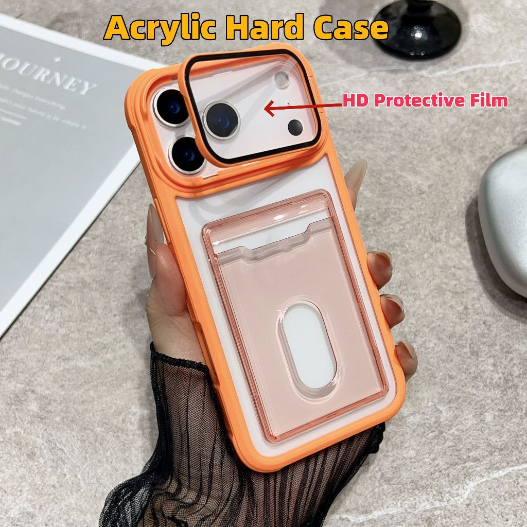 Dompet Kartu Kredit untuk iPhone 17 AIR 16 Plus 15 14 13 12 11 Pro Max, Casing Pelindung dengan Kame