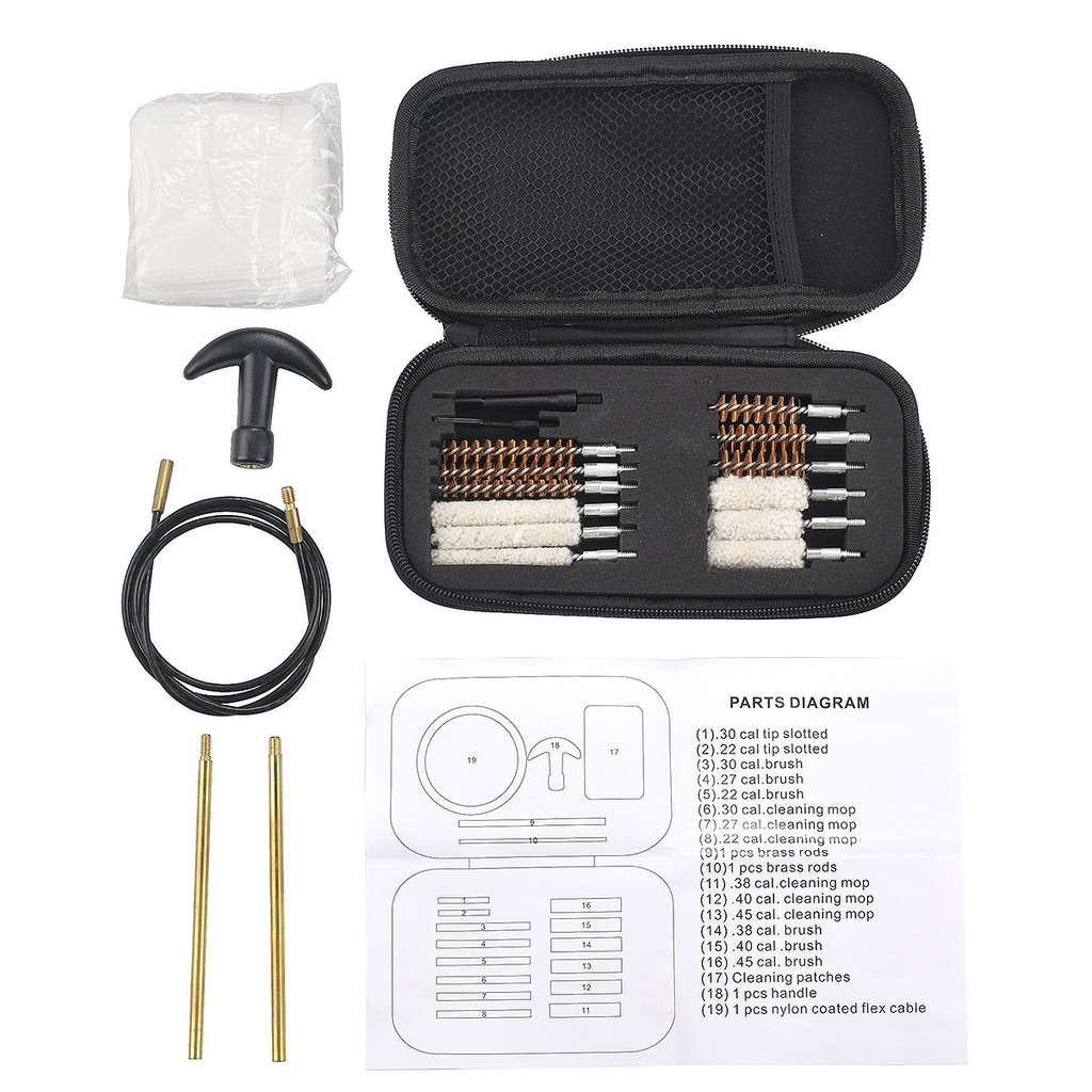Tactical  Cleaning Kit 177 17cal 30cal 270 280cal 22LR 22 With Brass Jag Slotted Patch Loops Flexibl