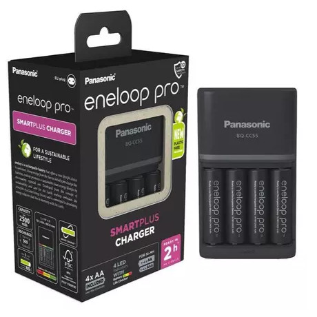 Eneloop Panasonic Pro Charger 2500 Am Isi 4 Batt 2 Jam BQ CC55 Black