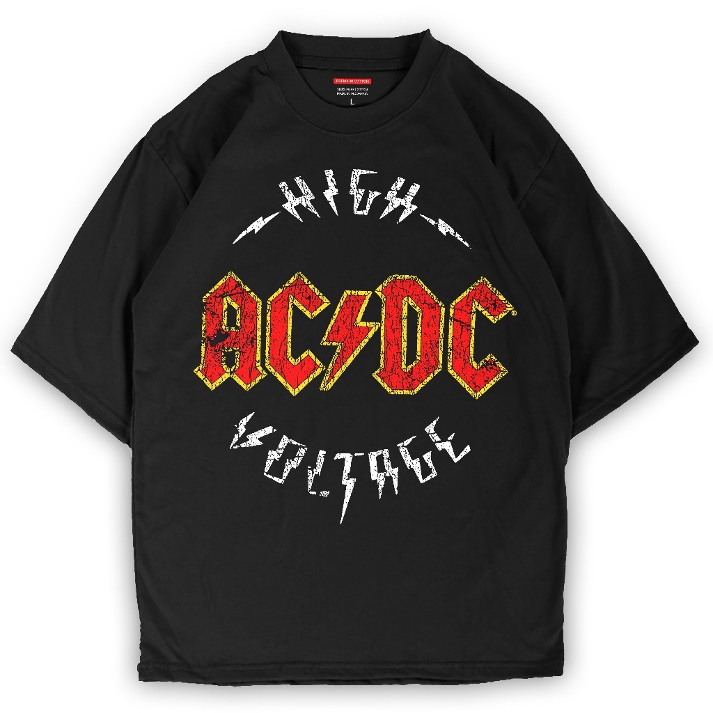 ORI KAOS BAND ACDC HIGH VOLTAGE TSHIRT MUSIK AC/DC BAJU METAL PRIA