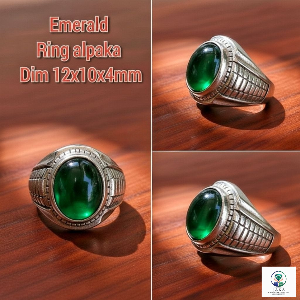 CINCIN BATU EMERALD GREEN RING ALPAKA CAKEP