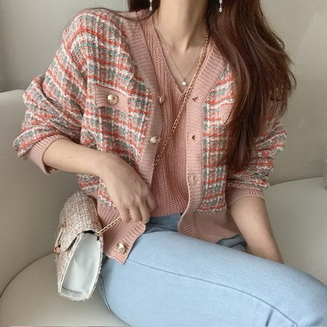 cardigan premium crop lucu oversize wanita korean style jumbo cardigan kondangan wanita tweed outer 