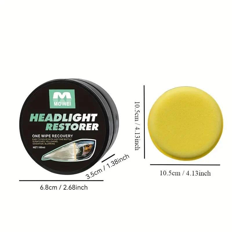 Car headlight polishing wax - remove yellow and oxidation, restore clarity with UV protective coatin