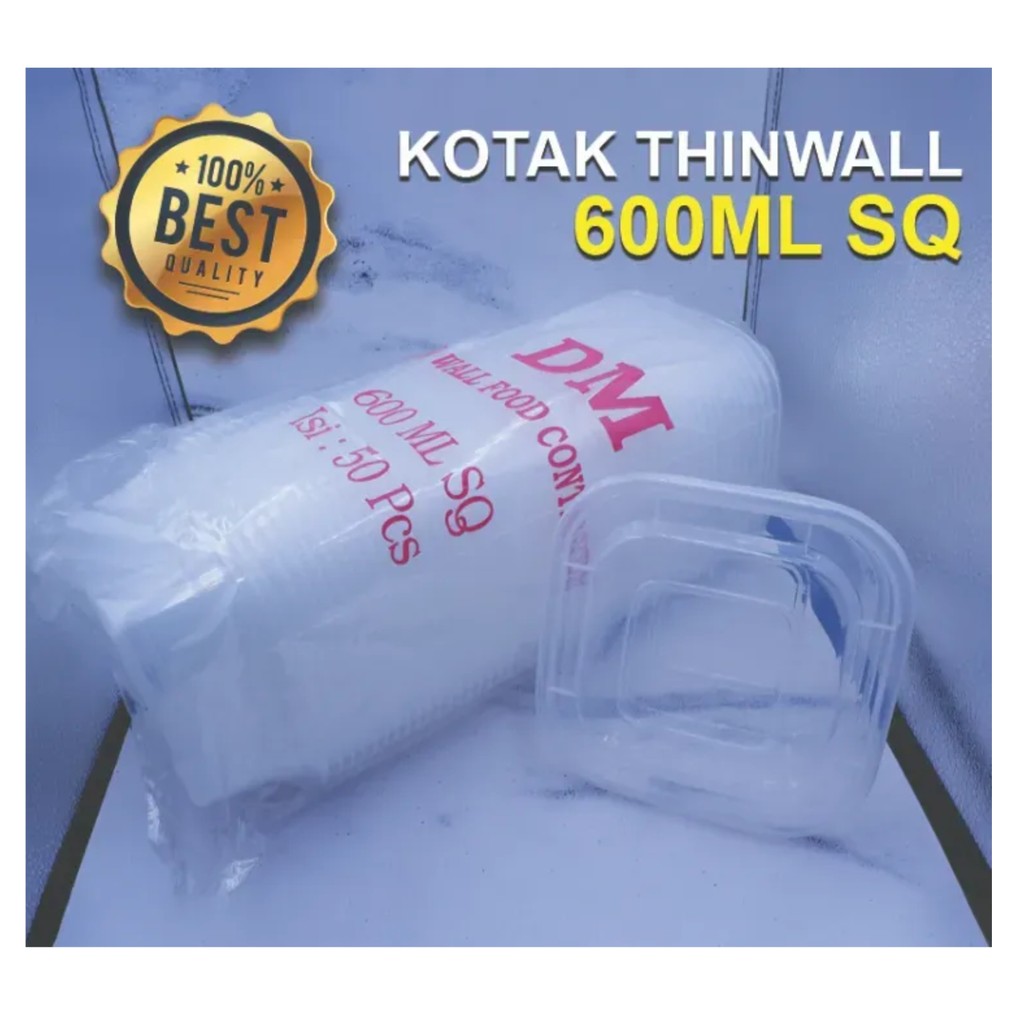 Kotak Makan Persegi 600ml 600 ml Box Thinwall DM Food Container 50 Set