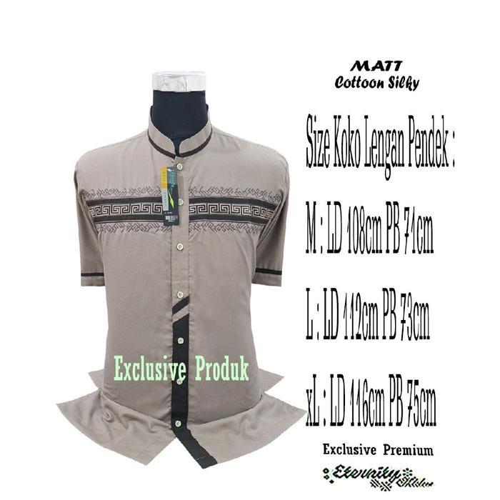 Koleksi Lebaran Baju koko pria dewasa lengan pendek bordir ETERNITY MOESLIM - cream caramel, M