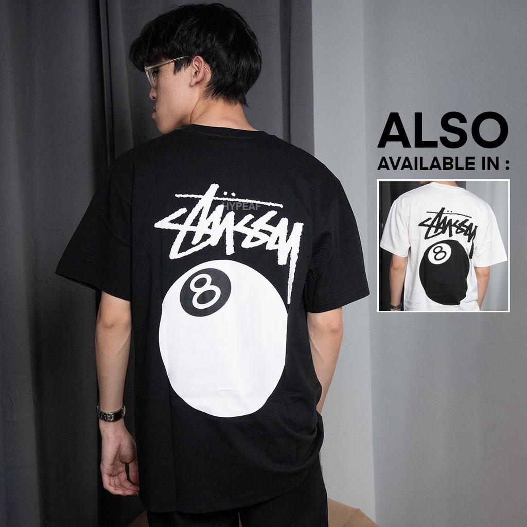 STUSSY 8 Ball Pigment Dyed Black White Tshirt Tee Baju Kaos Original