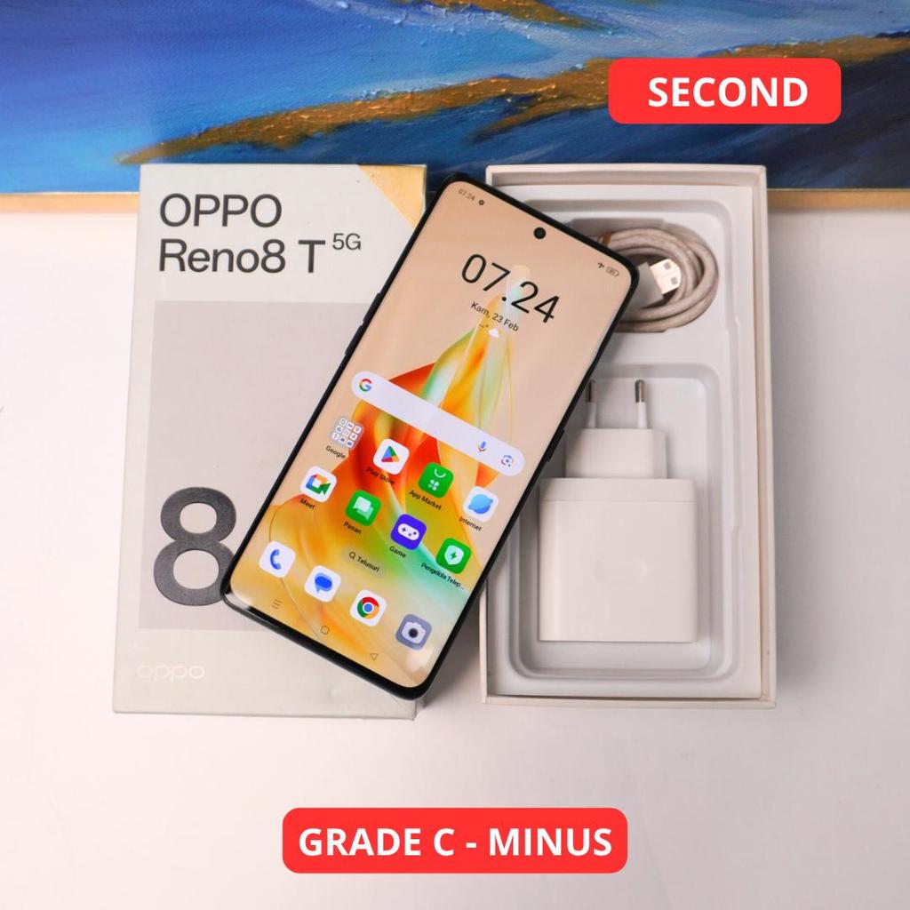OPPO RENO 8T 8/256 GB (5G) GRADE C - MINUS HP SECOND ORIGINAL SINAR MUTIARA CELL
