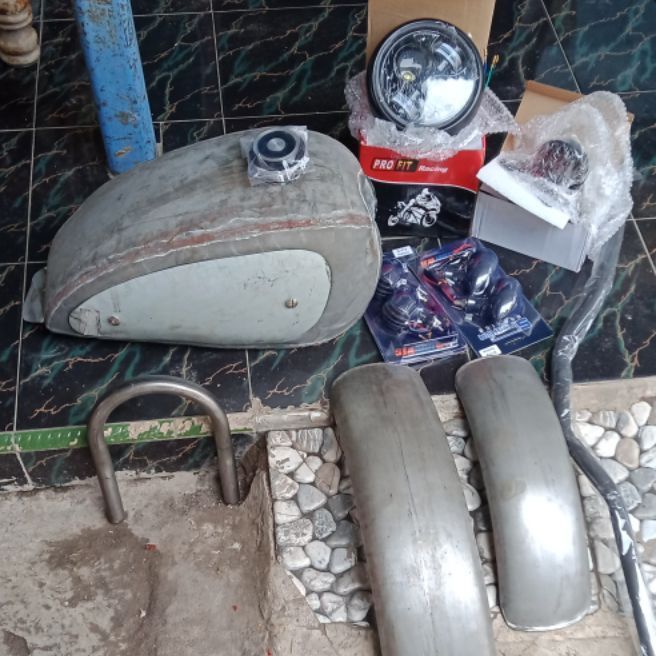 Paket custom Scrambler komplit lampu set Paket Tangki Motor