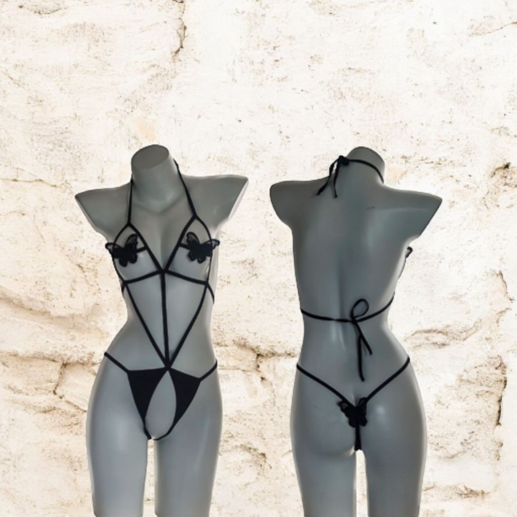 Set Lingerie Wanita Sexy Model Bra Kupu2 Open V Baju Dinas Wanita HM469