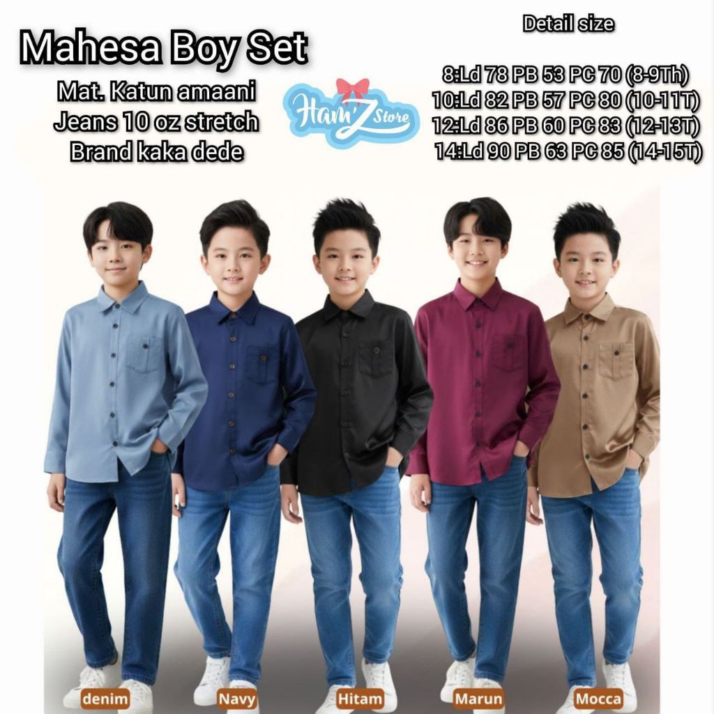 2001  Mahesa setelan kemeja lengan panjang dan celana jeans anak laki-laki by Ham'z Store  // ONESTU