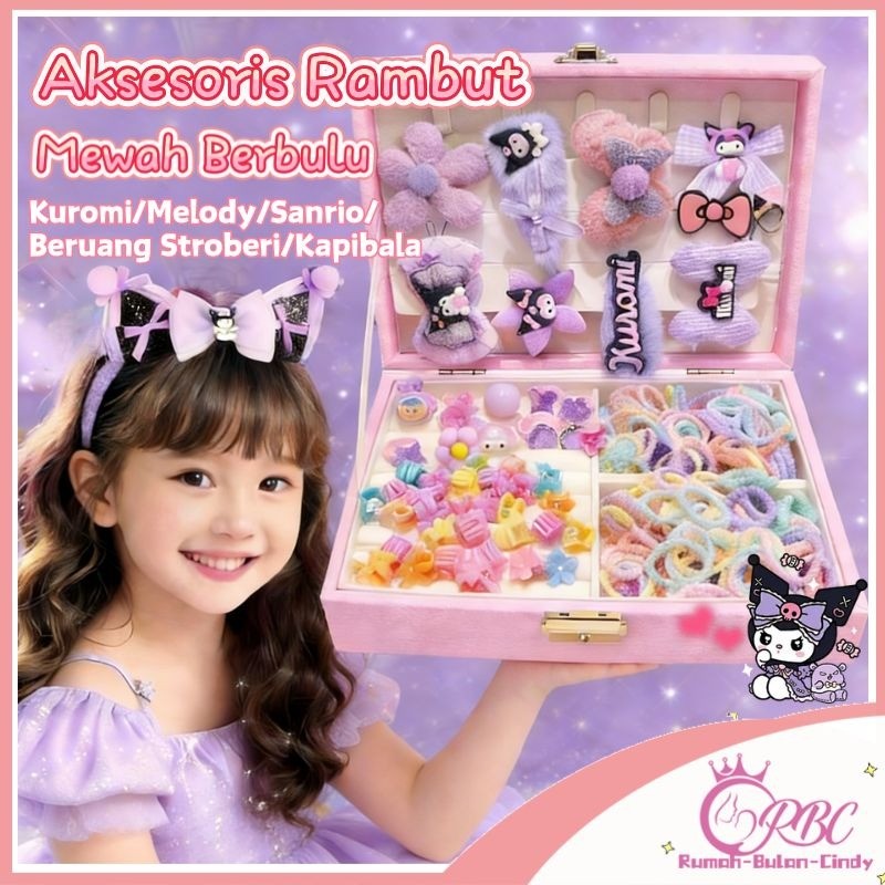 [Penjual Lokal] Kuromi Birthday Gift Hair Accessories Gift Set Kotak Hadiah Aksesoris Rambut Anak Pe