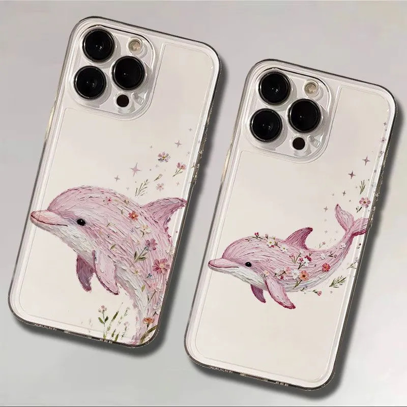 Casing ponsel Lumba-Lumba Pink nan Estetik cocok untuk Oppo Reno8 5G Reno8 Pro 5G Reno 8T 4G Reno 8T