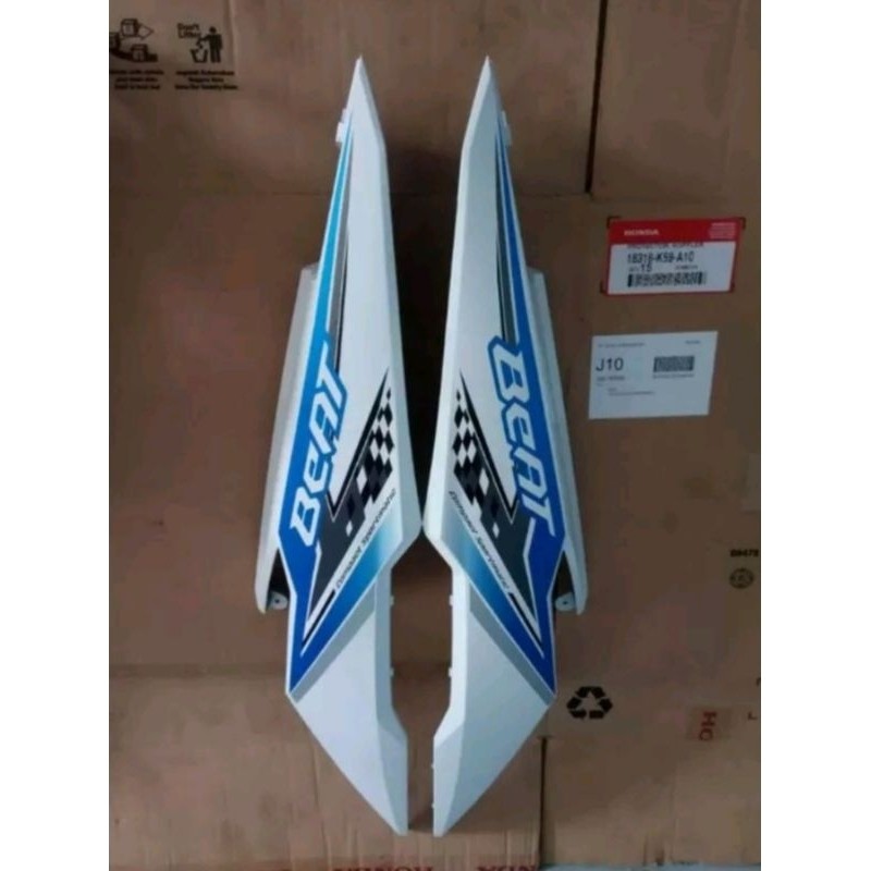 Cover body beat Fi ESP 2018 Putih Plus Striping/Sticker