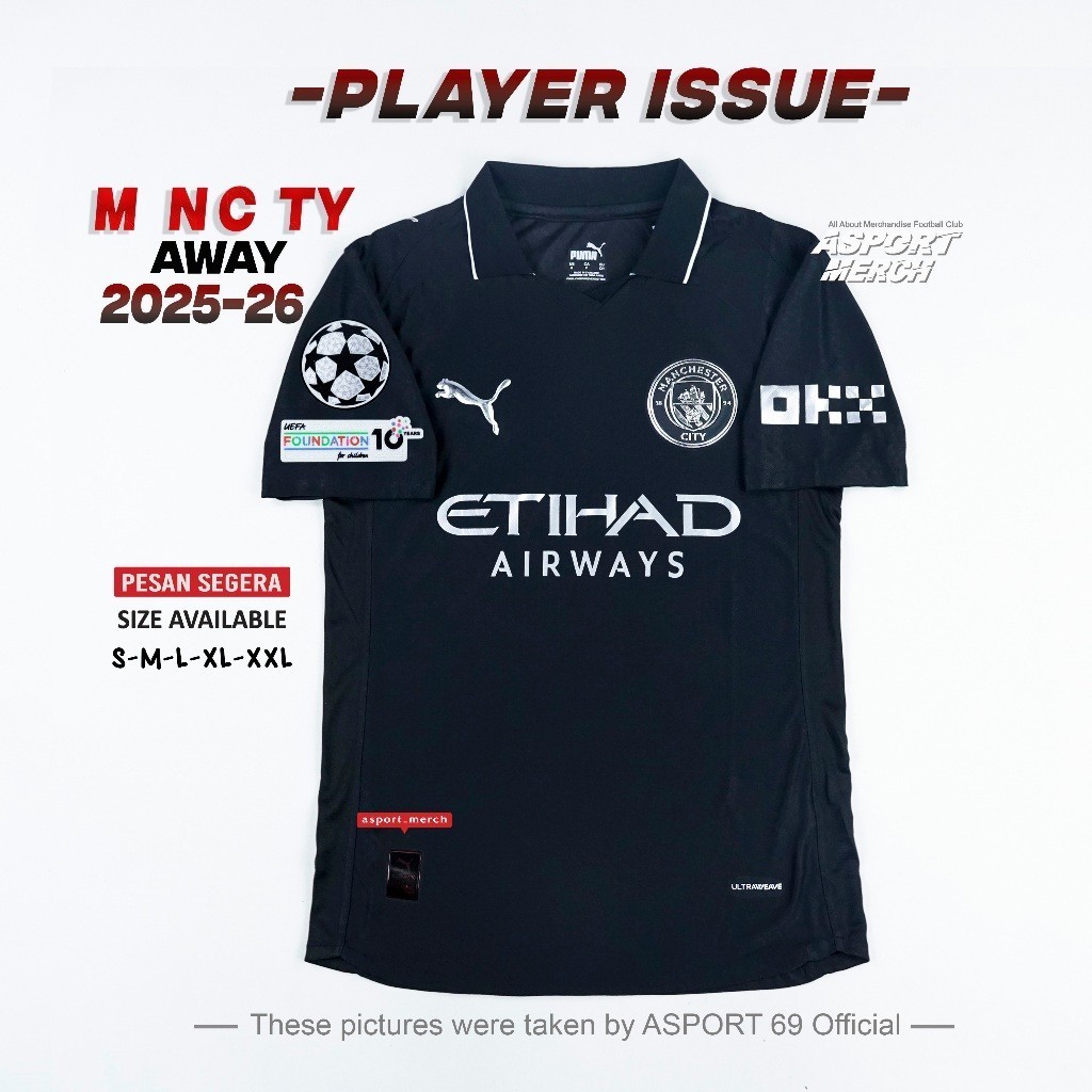 ASPORT PLAYER ISSUE MAN CITY AWAY HITAM 2025 2026 PI