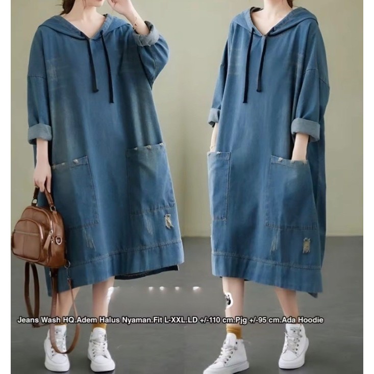 Midi dress hoodie terbaru 2025 // Midi jeans wanita kekinian // Midi jeans terlaris // midi jeans ko
