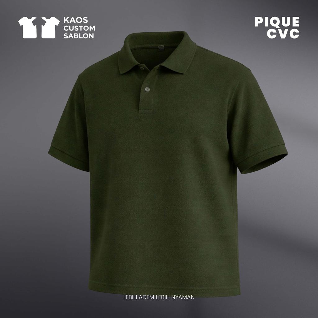 Army Green Polo Shirt Pria Kaos Kerah Premium Cotton Pique | Kaos Polo Pria Premium