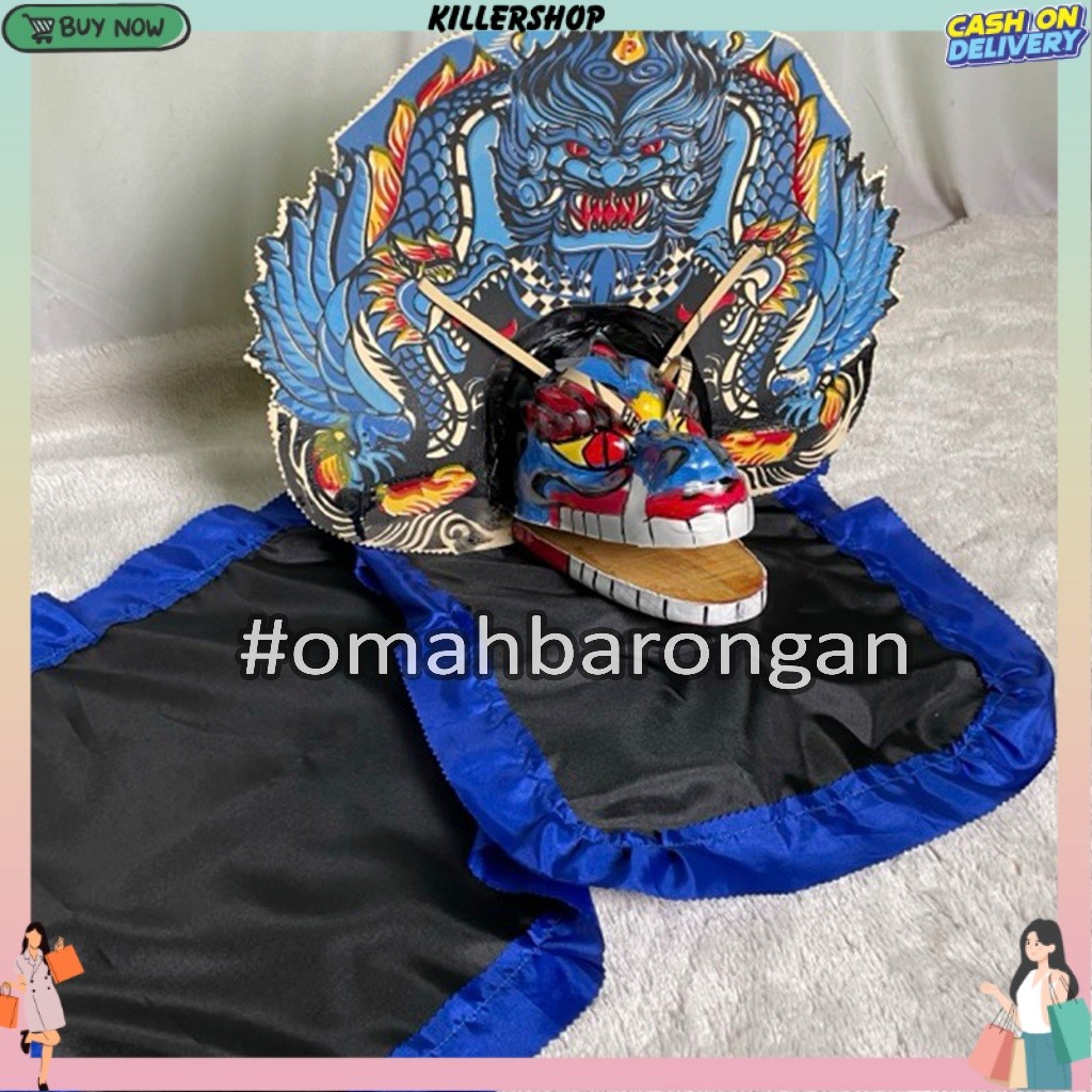 Barongan Devil Biru Spon Ukuran Tanggung Free Kemul Untuk Anak anak