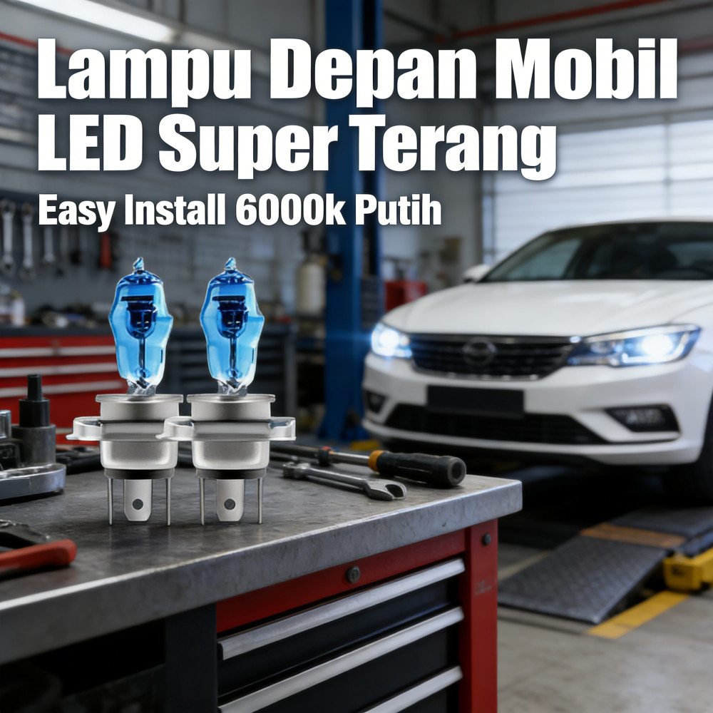 2PCS Halogen H4 100w 6000k Warna Putih Lampu Halogen LED Super Terang Untuk Fog Lamp Mobil Headlight