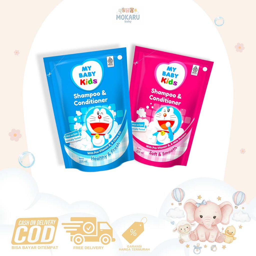 MY BABY Kids Shampo & Conditioner Refill 200ml – Blue, Pink