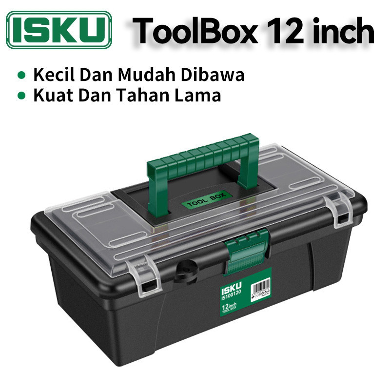 TERLARIS - ISKU Tool Box Mini 12 Inch Kotak Perkakas Kecil Plastik Besi Tahan Karat Kotak Alat Multi