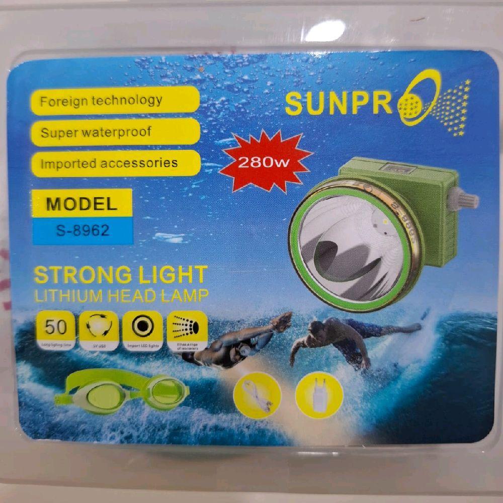 Senter Kepala Selam Sunpro 280W S 8962 Bonus Kacamata Renang Baterai 4000mAh  Headlamp Senter Kepala