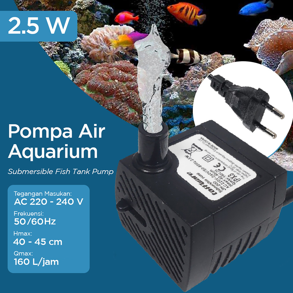 Taffware Pompa Air Celup Multifungsi Aquarium Submersible Pump 220V 2.5 Watt
