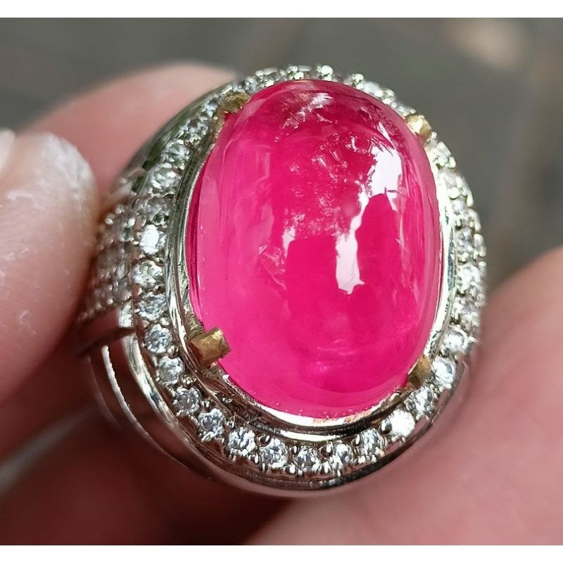 CINCIN BATU PERMATA PINK RUBY KRISTAL TOP QUALITY