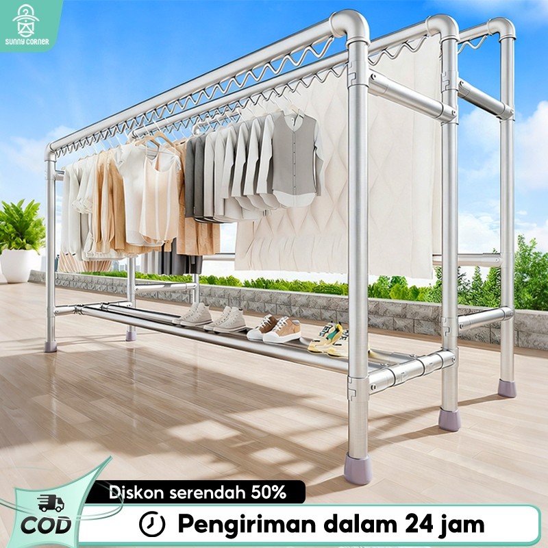 Jemuran Baju Stainless Jumbo Gantungan Baju Stainless Tebal Jemuran Besar Jemuran Baju Aluminium