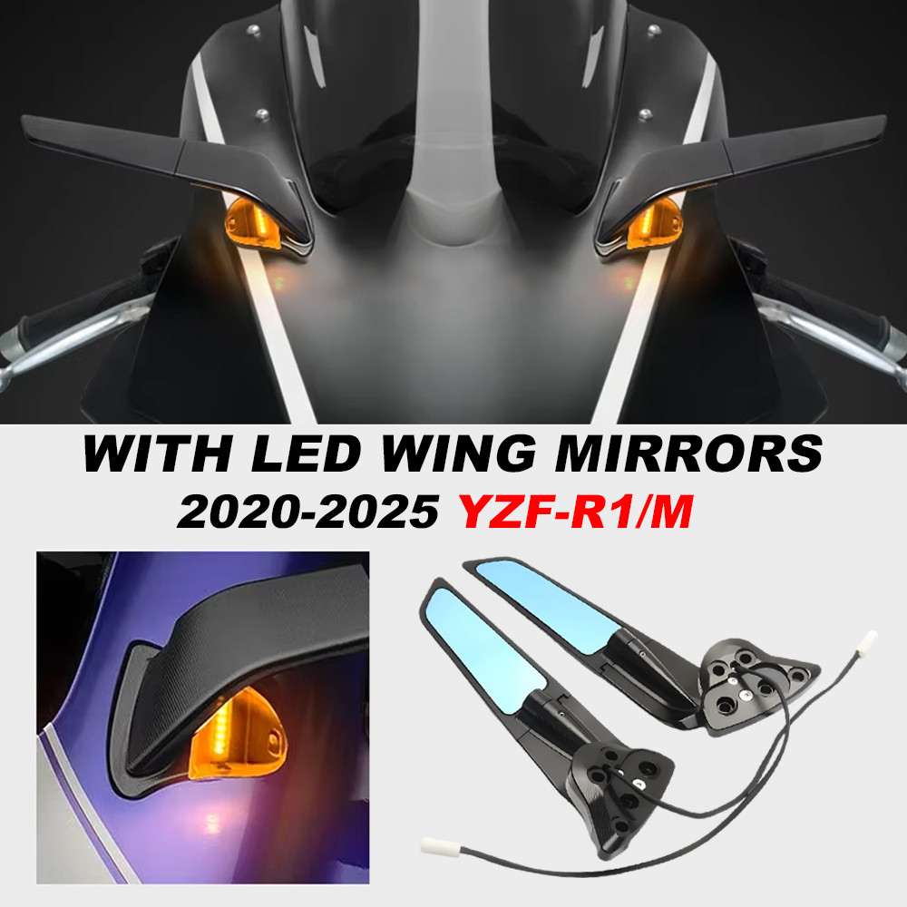 2020-2025 YZF-R1 YZF-R1M Sepeda Motor Baru Dengan Lampu Sein LED Kaca Spion Untuk Yamaha YZFR1 M Kac